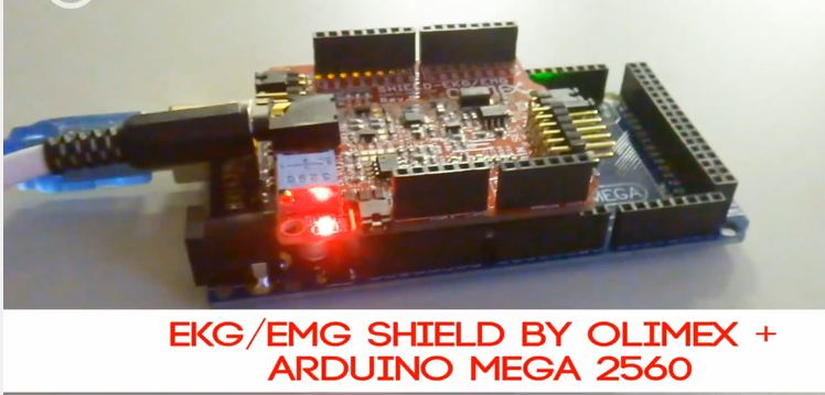 วัดคลื่นไฟฟ้าหัวใจกับ SHIELD-EKG EMG-OLIMEX ARDUINIO EKG 